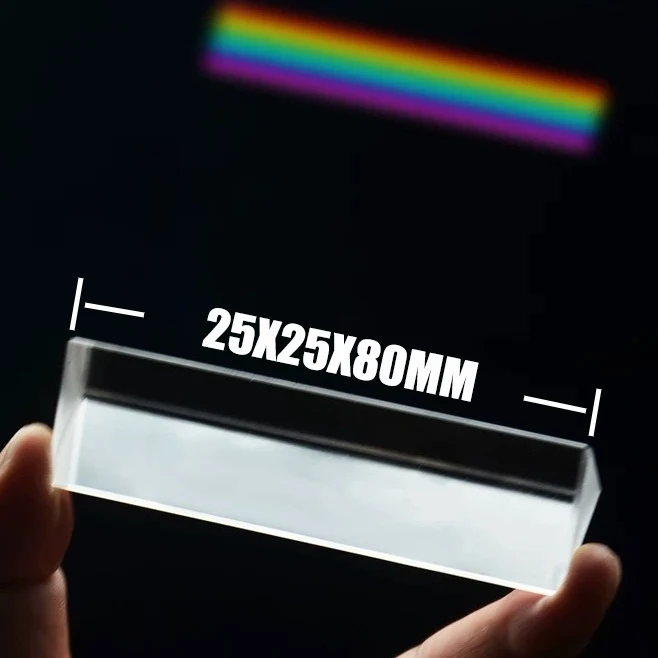Optical Triangular Prism Physics Teaching Refracted Light Spectrum 25x25x80mm 