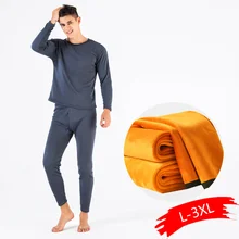 Комплекты термобелья для Для мужчин зимний термо нижнее белье подштанники Зимняя одежда Для мужчин толстые Термальность Костюмы однотонная Прямая