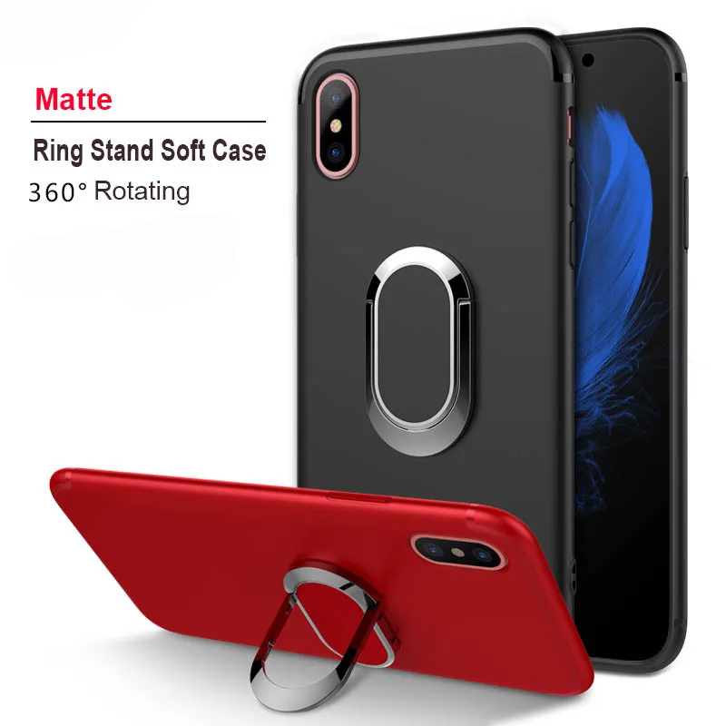 

Phone Finger Ring Case For iPhone 5 6 7 Plus Magnetic Car Holder Case For iPhone X XS Max XR Kickstand TPU Soft Silicone Cover