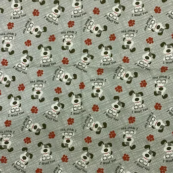

Beautiful Digital Printing Grey bottom Cartoon Dog Pattern 100% Cotton Fabric Sewing Material Children Fabric Diy Shirt Clothing