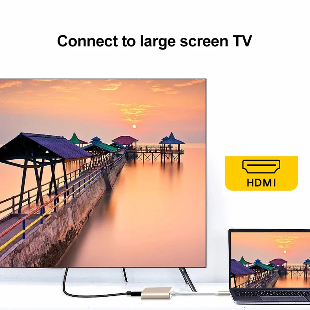 3 в 1 портативный type-C штекер к HDMI USB 3,0 Женский Кабельный адаптер-переходник шнур