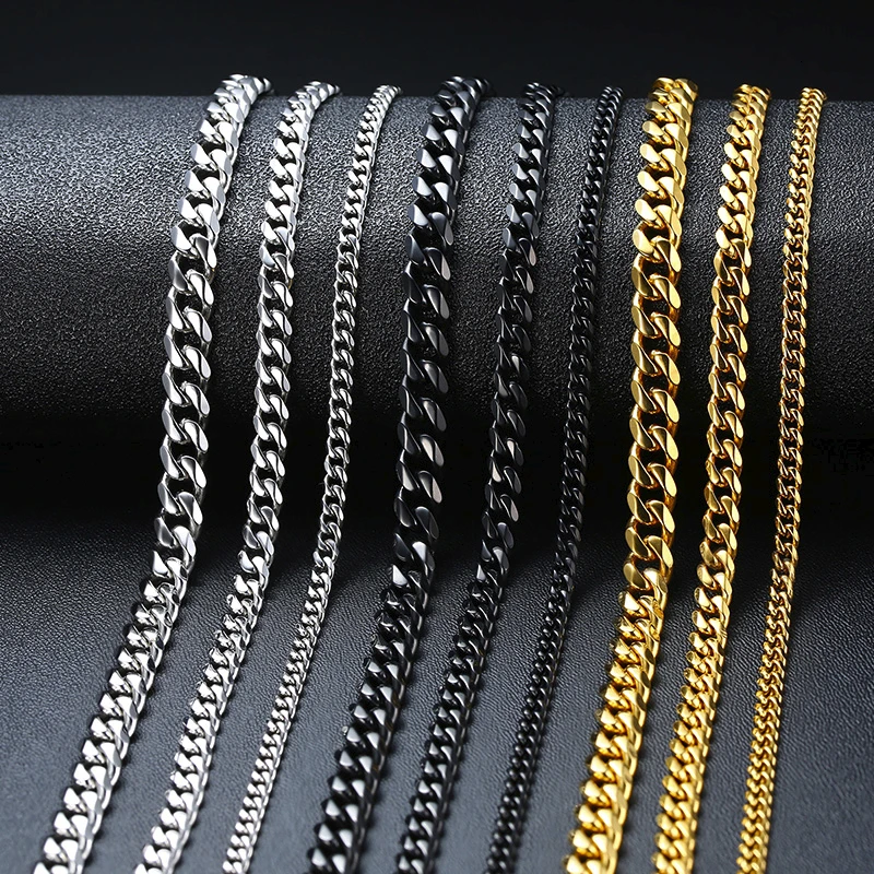 MEN MIAMI CUBAN LINK CHAIN NECKLACE THICK CURB CHAIN CHOKER TRENDY JEWELRY CHUNKY LAYERING STATEMENT NECKLACES 3 TO 7 MM - Image 4