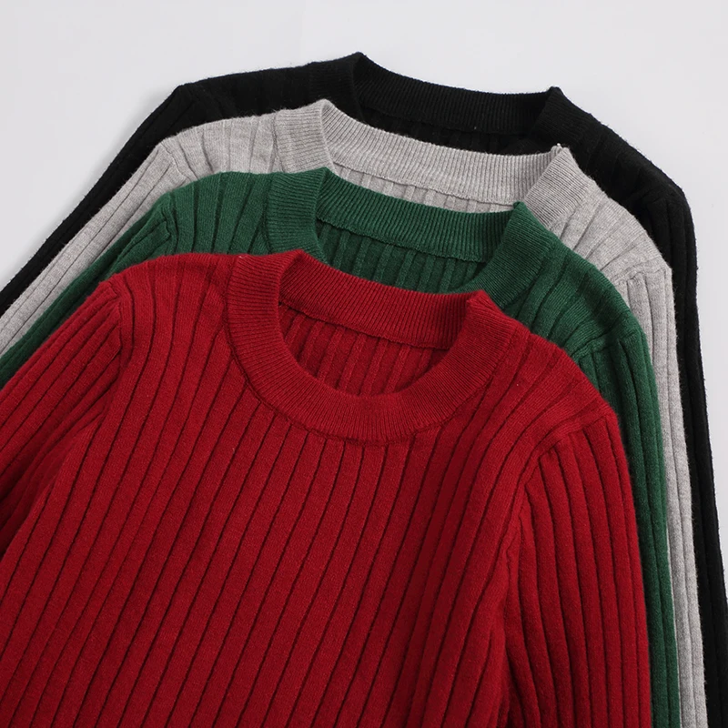 

Keep Warm Winter Sweater Women Pullover Basic Rib Knitted Tops Solid Crew Neck Essential Jumper Long Sleeve Sweaters Pull 2019