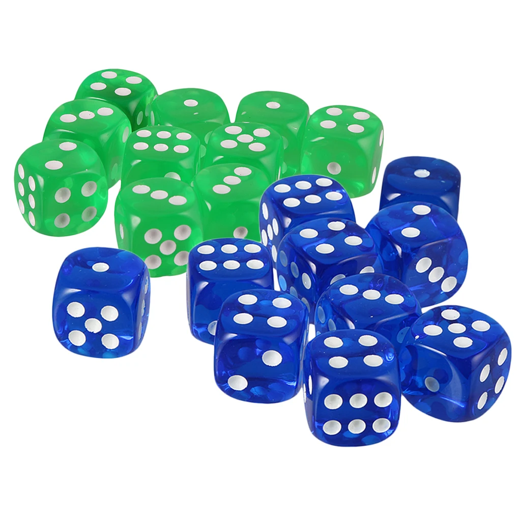 20pcs Table Game Dice D6 Plastic Die for Drinking Game D&D Role Playing Game