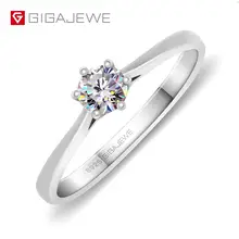 GIGAJEWE 0.3ct 4mm Round Cut EF VVS1 Moissanite 925 Silver Ring Diamond Test Passed Fashion Love Token Fashion Girlfriend Gift