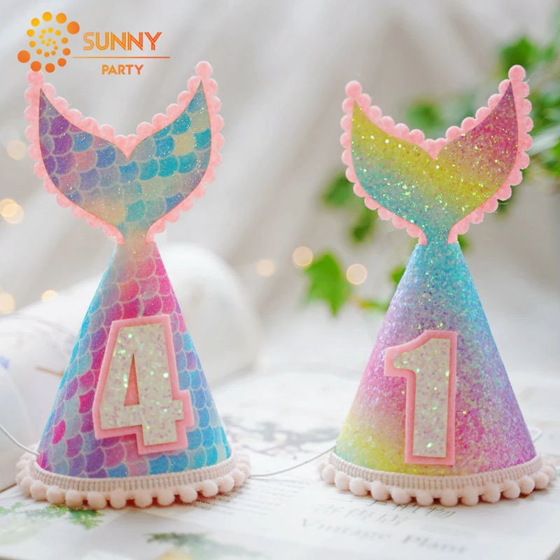 Вечерние шапки с радужным градиентом и хвостом русалки блестящие мини-шапки в