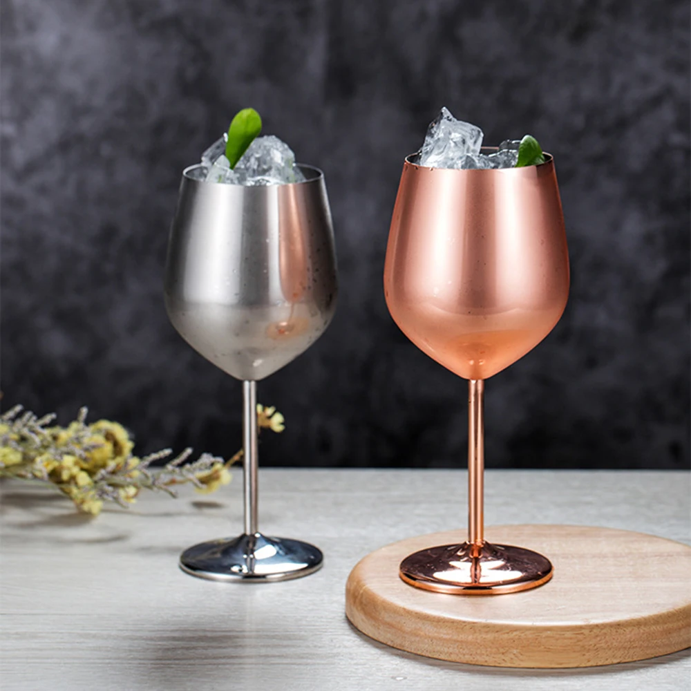 

500ML Stainless Steel Goblet Red Wine Glasses Fashionable Novel Cocktail Glass Bright Light Copper Plating For Bar Home Hotel
