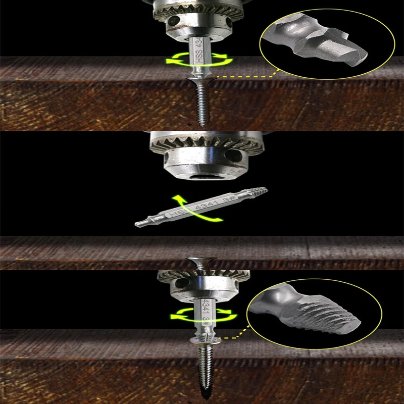 4 шт. поврежденный Винт экстрактор сверла направляющий набор сломанной скорости легко из болт шпильки полосатый инструмент для удаления винта