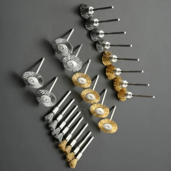 

5/15/25mm Brass Wire Wheel Brush Set Kit Grinder Rotary Rust Removal Accessories