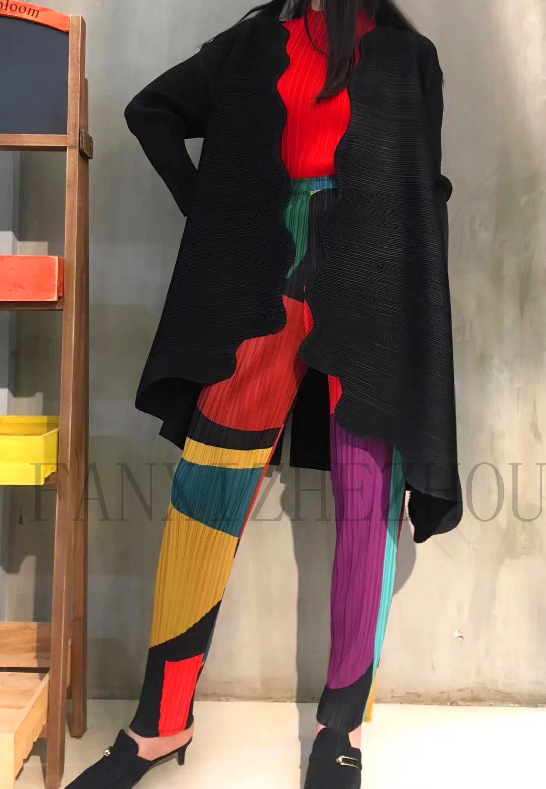 Новинка, MIYAKE, плиссированные, большие качели, супер широкий однотонный кардиган, ветровка для женщин