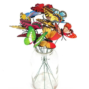 

100 Pcs Artificial Butterfly Yard Garden Decoration Plant Flower Ornaments Supplies DIY Plastic Fake Butterfly Lawn Decor