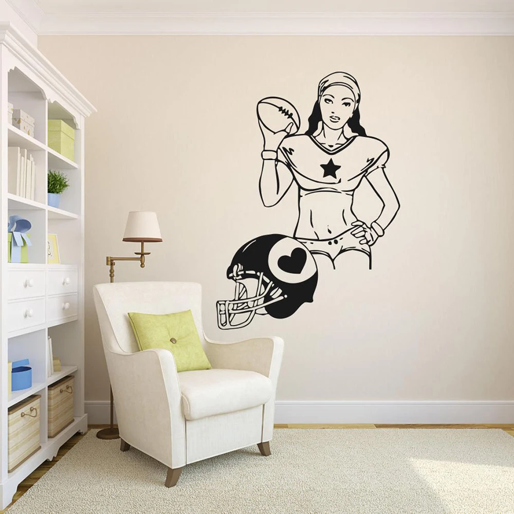 

Football Girls Wall Decals Football Ball Sport Vinyl Wall Sticker for Home Bedroom Girl Boy Room Decoration Accessories C474