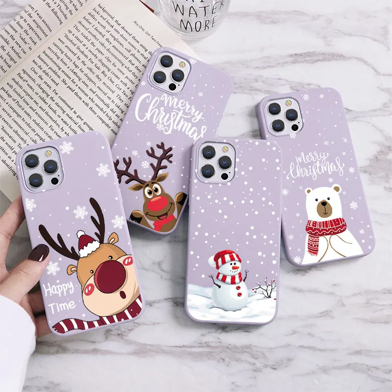 Новогодний подарок мультяшный милый Рождественский чехол для iPhone 13 11 12 Mini Pro Max 6S 6