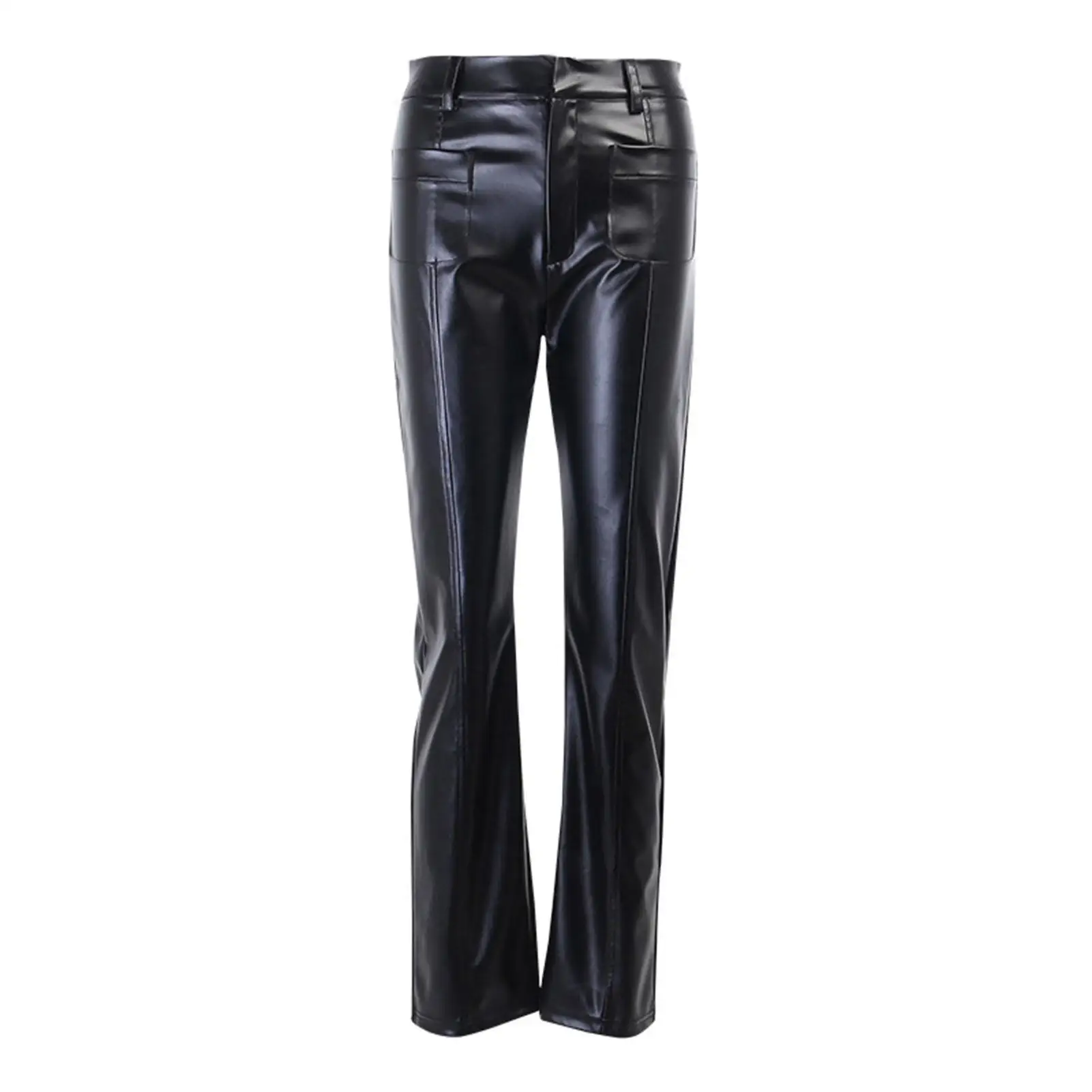 

HOT SALESï¼ï¼ï¼New Arrival Sexy Women Autumn Faux Leather Straight Pants High Waist Pocket Loose Trousers