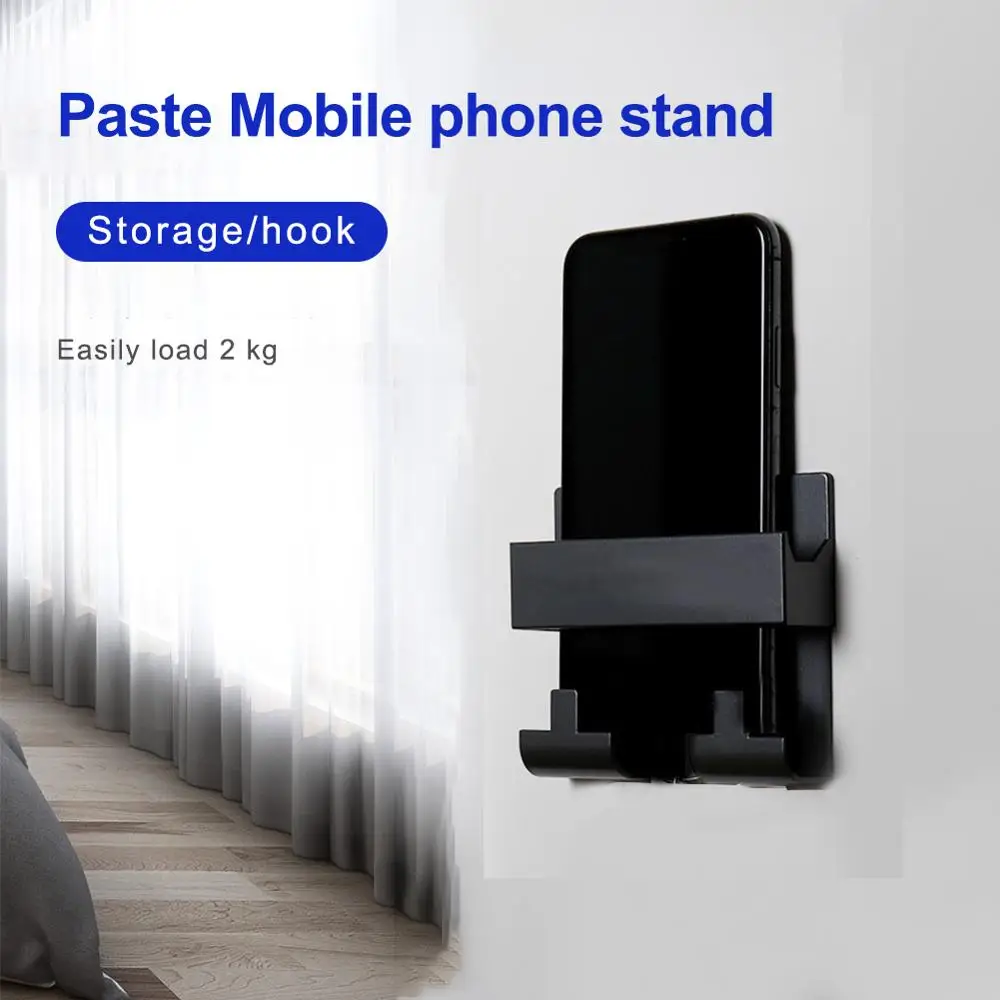

Paste Style Mobile Phone Charging Holder Bracket For phone Keyring Wall Mount Stand Practical Socket Shelf