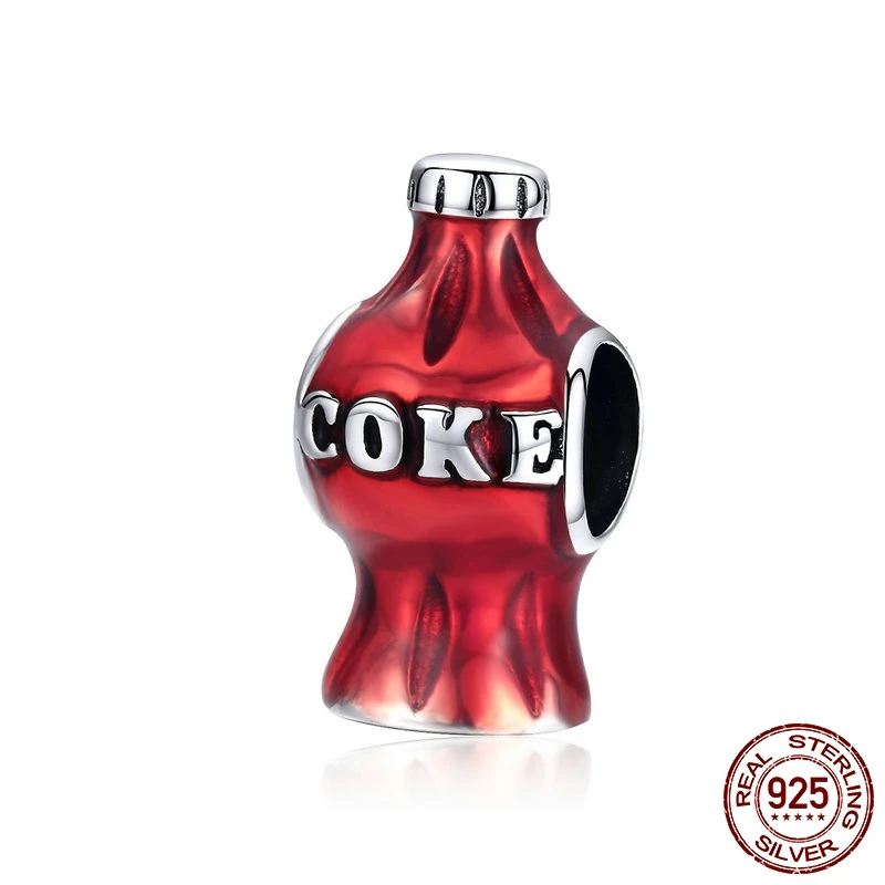 MOWIMO безалкогольные бусинки Cola 925 пробы серебристо-красный Бусина Подходит