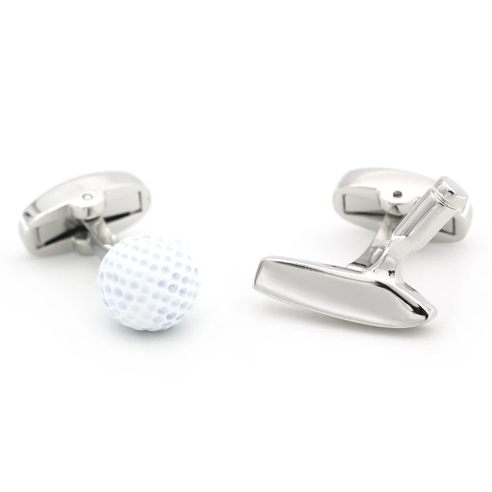 Спортивные дизайнерские запонки для гольфа для мужчин, качественные медные запонки белого цвета, опт и розница