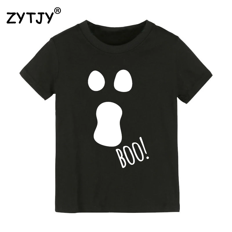 Boo/Детская футболка с принтом на Хэллоуин футболка для мальчиков и девочек, детская одежда для малышей Забавные футболки Tumblr Прямая поставка, CZ-70 - Цвет: Черный