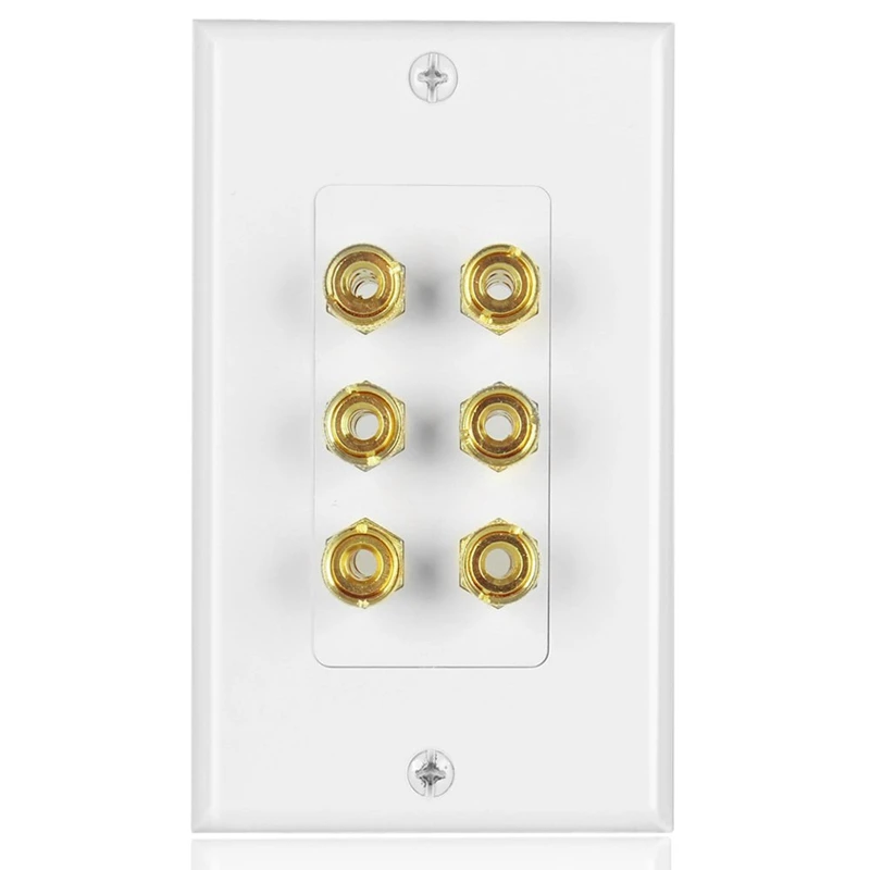 

ABHU-6 Posts Speaker Wall Plate Home Theater Wall Plate Audio Panel for 3 Speakers