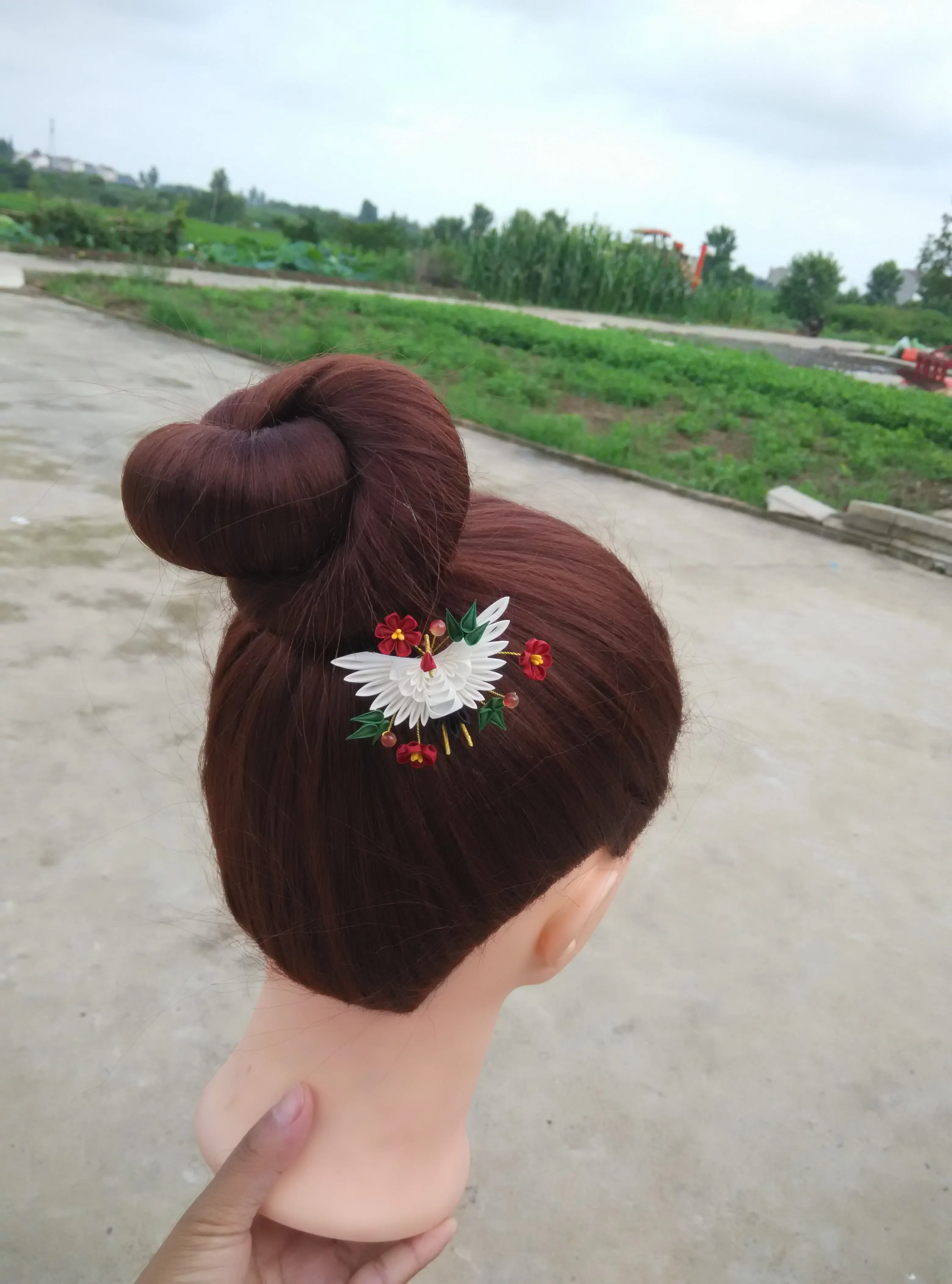 Традиционная японская женская Вуалетка для волос kanzashi LALAVARA заколки с белым
