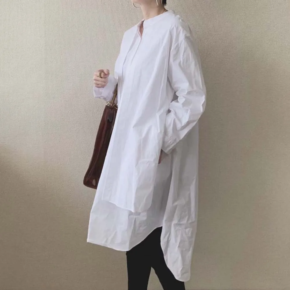 Korean Fashion Women Blouse 2020 Spring Summer Long Sleeve Fake Two Piece Patchwork Pullover Loose White Shirts Female Tops