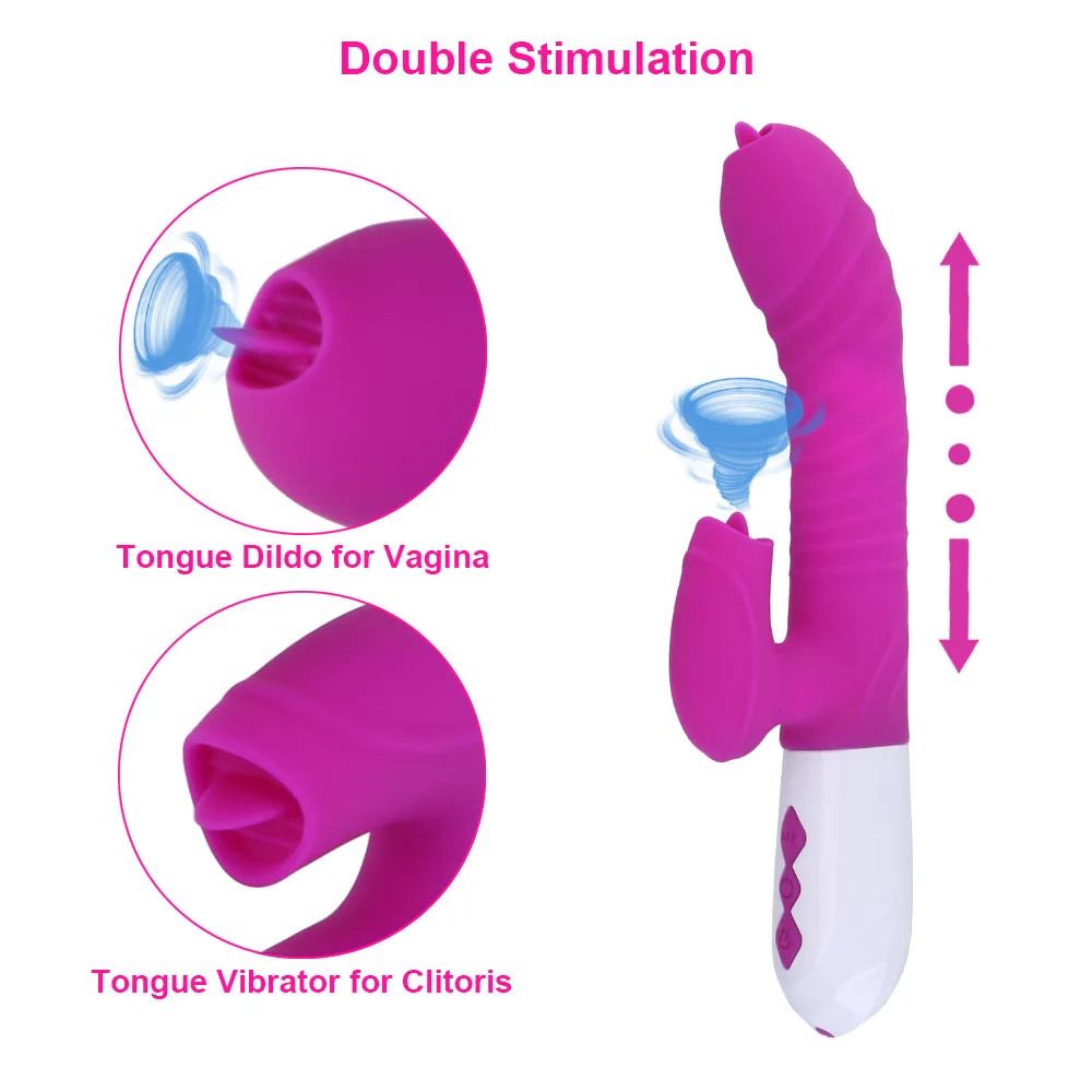Vibratore bacchetta vibratore telescopico riscaldabile vibratore doppia lingua giocattoli del sesso per le donne G Spot Clitoride S_voghion.com