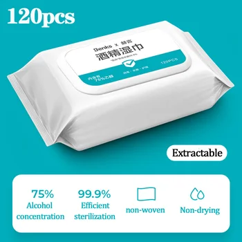 

120pcs/bag Alcohol Disinfection Wipes Portable Wet Wipes Antibacterial Skin Cleaning Care Sterilization First Aid Cleaning