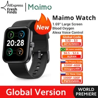 【World Premiere】Global Version Maimo Smart Watch 1.69" Blood Oxygen 10days Battery 5ATM Waterproof Alexa Voice Control Bracelet 1