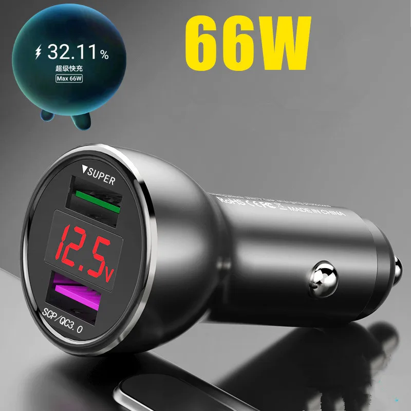 40W Car Charger For Huawei Dual USB SuperCharge 66W Fast Usb type-c Cable adapter for Mate 40 30 20 Pro 10 9 X P40 P30 Pro OPPO mobile phone chargers Chargers