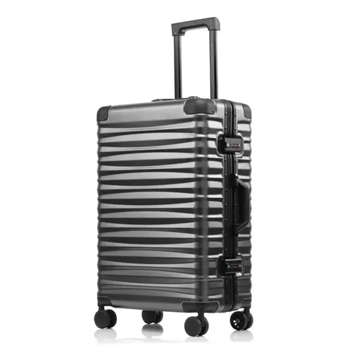 gray KLQDZMS 2" 24" 2" 28 дюймов глинозема рама прокатки багажные тележки чемодан с самолетами Спиннер колеса - Цвет: gray
