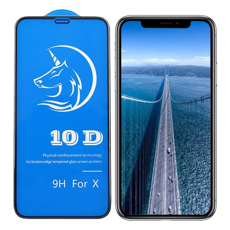 20 штук 10D Защитное стекло для iphone 6 6S 7 8 стекло для iphone 7 6 8 X R XS Max защита экрана 6 7 8 plus стекло черный