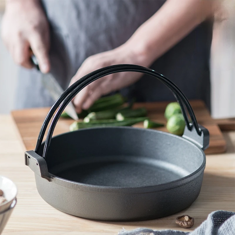 Japanese Portable Frying Pan Sukiyaki Iron Pan Hot Pot Cooking Saucepan