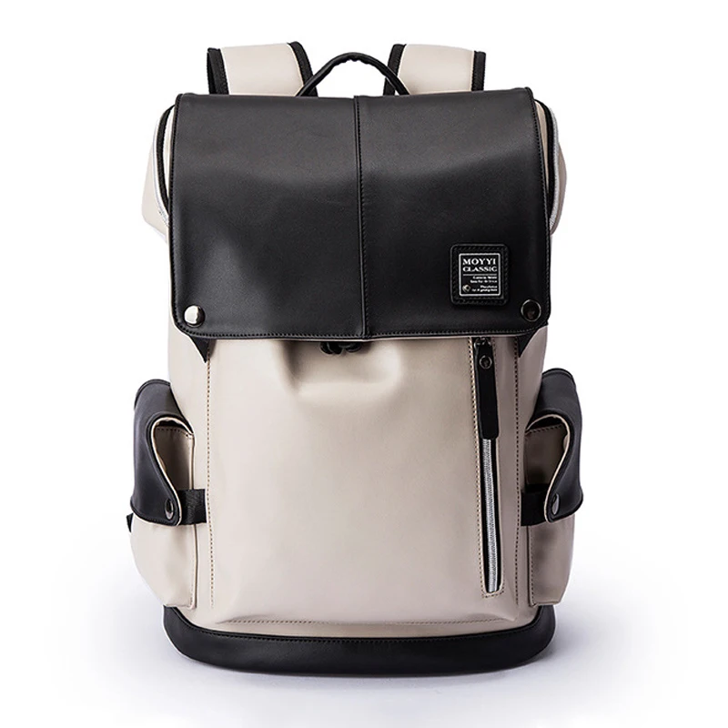 

Men's PU Leather Backpack Men 15.6 Inch Laptop Backpacks Male School Bags Bagpack Travel Waterproof Men's Black Back Pack Bag