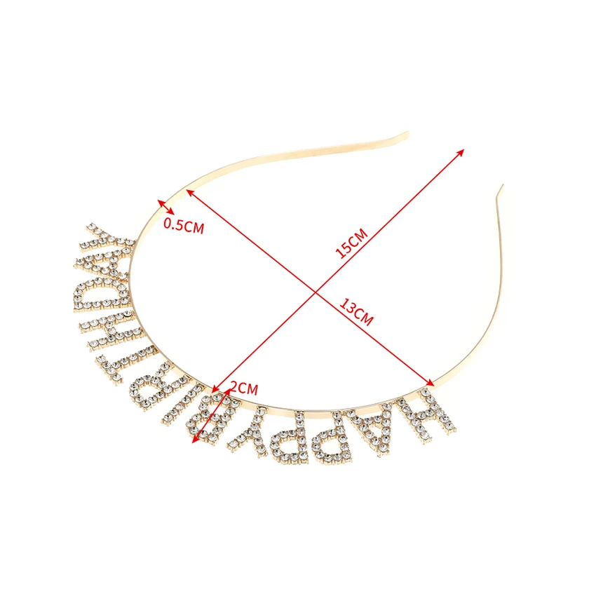 LEVAO Rose Gold Silver Headband Happy Birthday Hair Band Headwear Fashion Rhinestone Girls Women\'s Alloy Hoops ​Hair Accessories