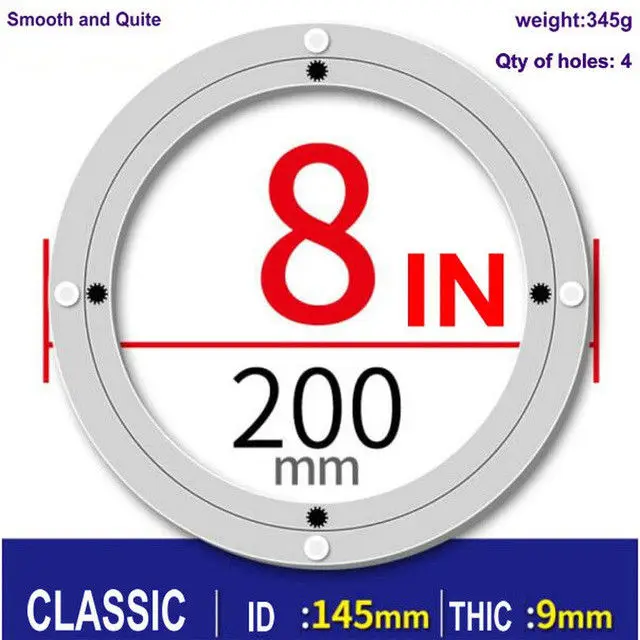 HQ 4-40INCH CLASSIC Thicken Aluminium Alloy Swivel Plate Lazy Susan Turntable Dining Table Swivel Plate for Kitchen Furniture 8INCH 20CM OD