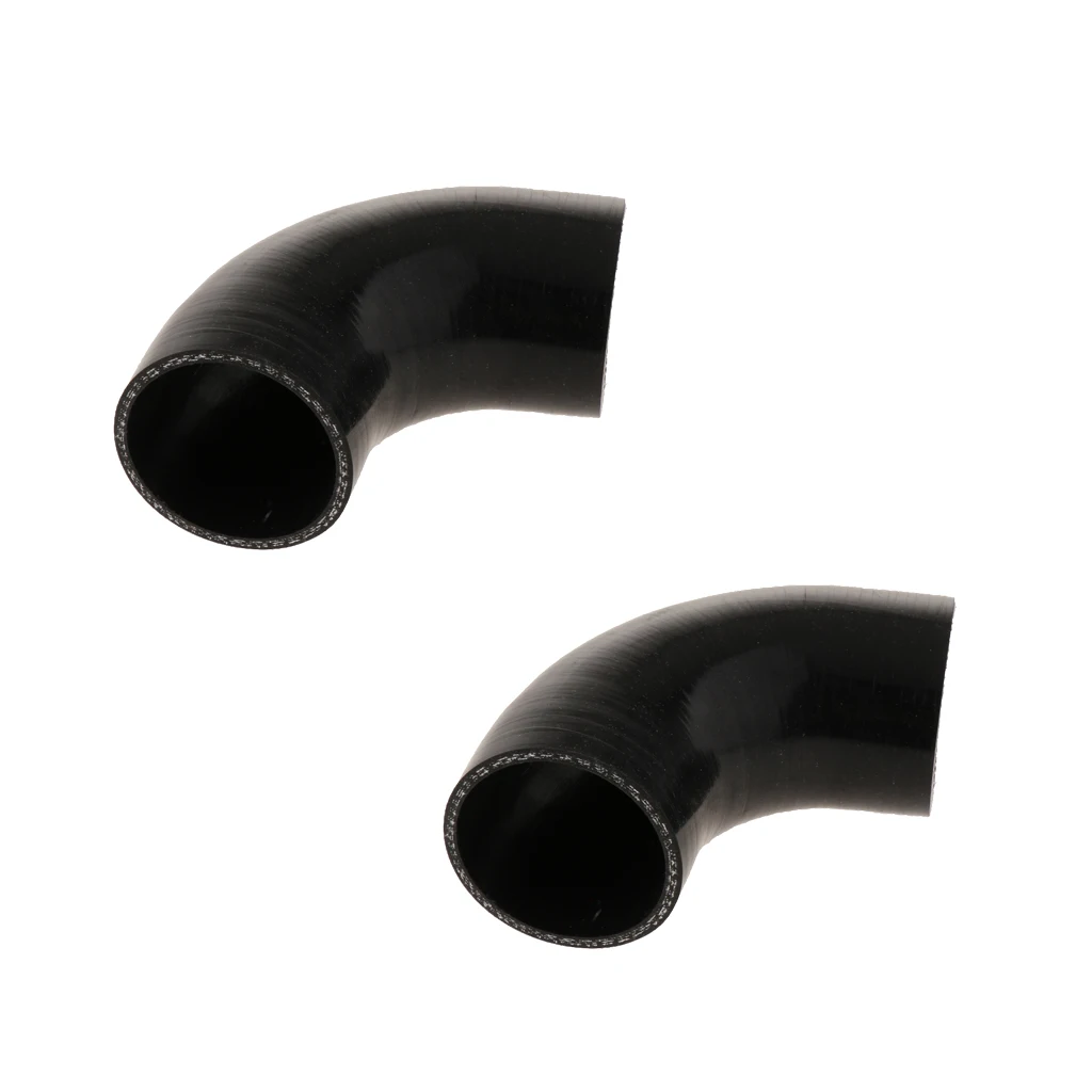 2Pieces 90 Degree 4-Ply High Performance Elbow Coupler Silicone Hose for Auto Car 2.5inch/63mm Black