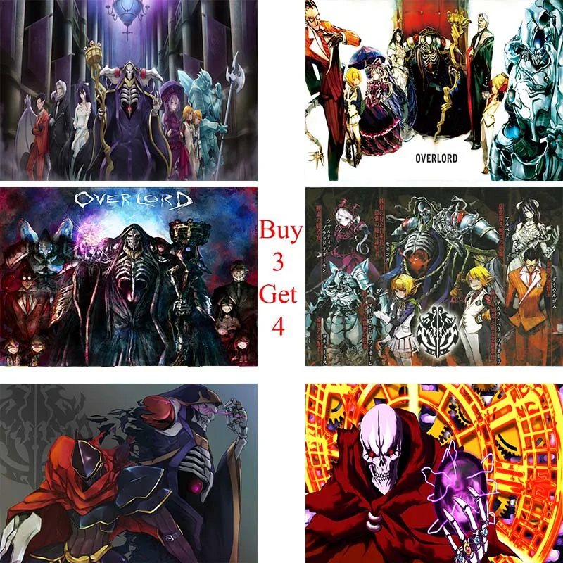 Overlord Ainz оочаровательный ужас Мультяшные плакаты наклейки на стену хорошее