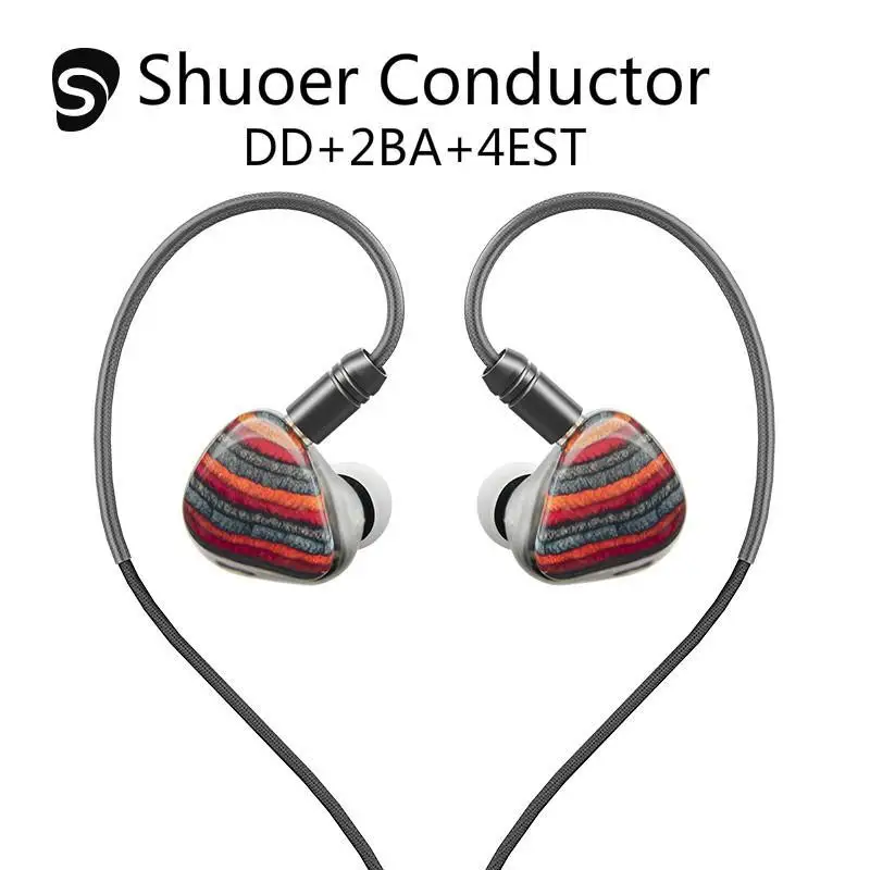 Shuoer Conductor Electrostatic DD 2BA 4EST Tribrid Flagship In Ear Hifi Monitor DJ Studio Audiophile Musician Earphones Earbuds