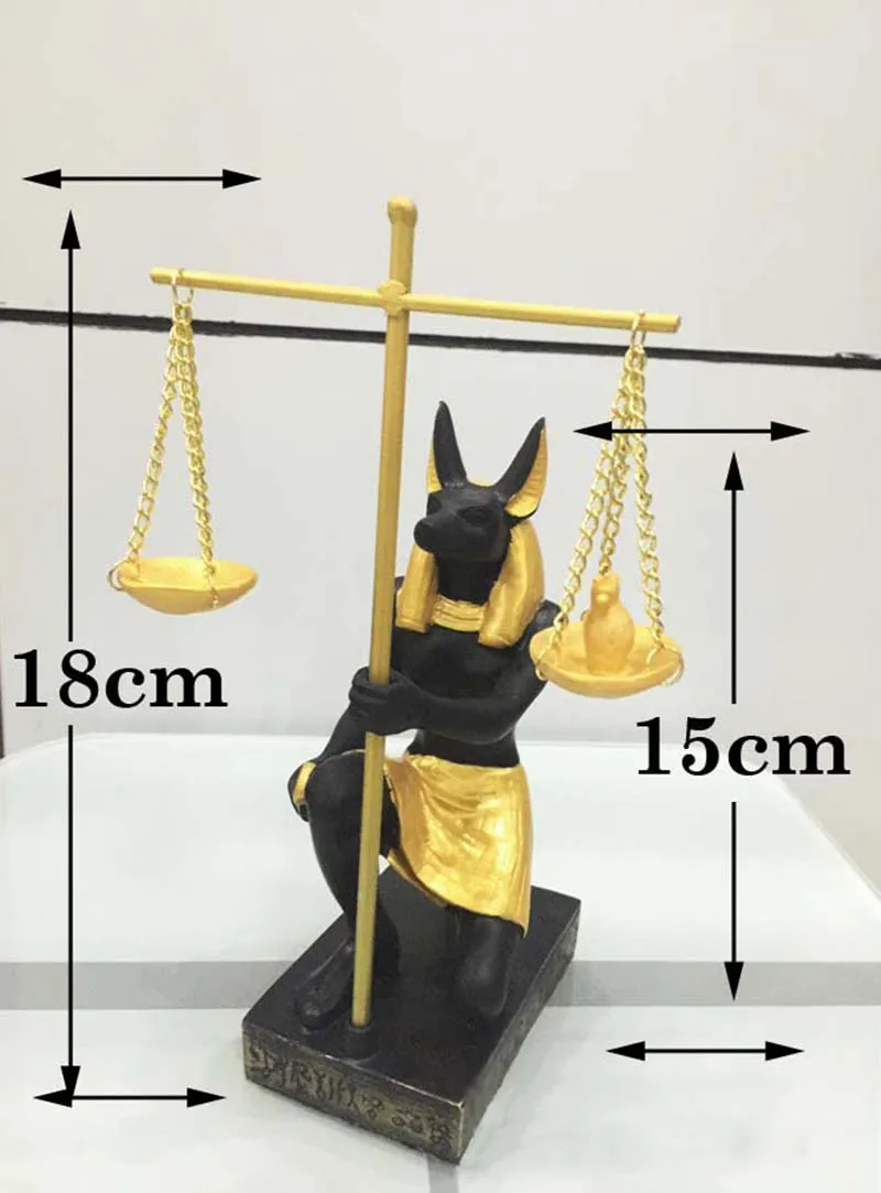 Черно-золотые анубисские весы египетской статуэтки