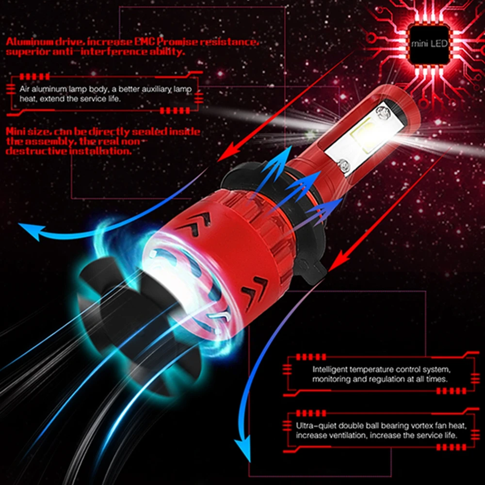AROUSE Mini7 9005 9006 H4 H7 H11 H1 XHP50 Автомобильные светодиодные лампы для фар Hi Lo Beam 60 Вт 10000LM