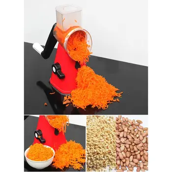 

Multi-function Food Slicer, Manual Hand Speedy Safe Vegetables Chopper Cutter，with 3 Cylindrical Stainless Steel Blades for Grin