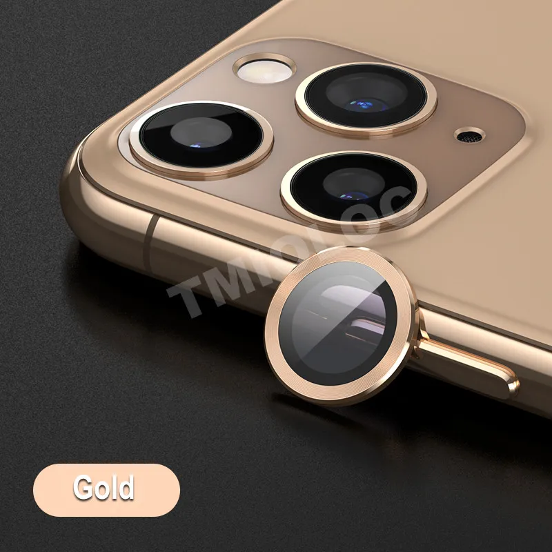 Gold with 6D Glass For iPhone 11 Pro Max Camera Screen Protector Glass+ Lens Protection Case for iPhone 11 Pro Metal Back Ring Cover 2 in 1 Bumper - Color: Gold with 6D Glass