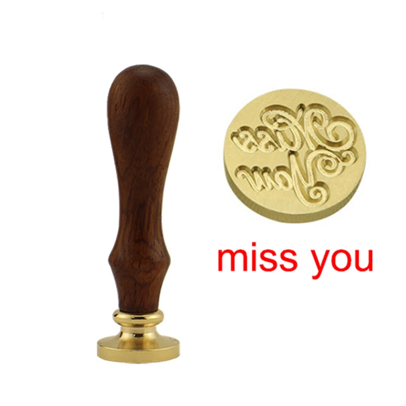 Miss You Ретро деревянный латунный уплотнительный штамп, украшение конверта, любовь, удача для вас, мисс вы, украшенные буквы, деревянные уплотнительные штампы - Цвет: Miss You