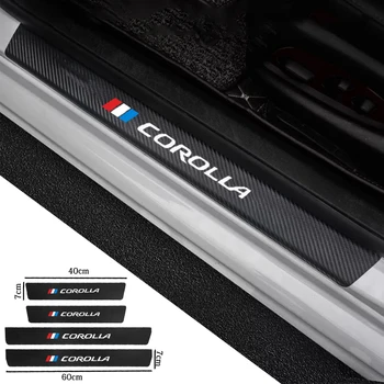

4PCS Carbon Fiber Car Door Sill Guard Protected Leather Stickers For Toyota Corolla E120 E150 Hybrid Sport 2020 2018 Accessories