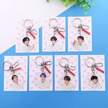 

Fashion Bangtan Boys Keychain Members Key Chains Women Men Gift Jewelry Acrylic Car Pendant Key Ring Cartoon Figure Accessories