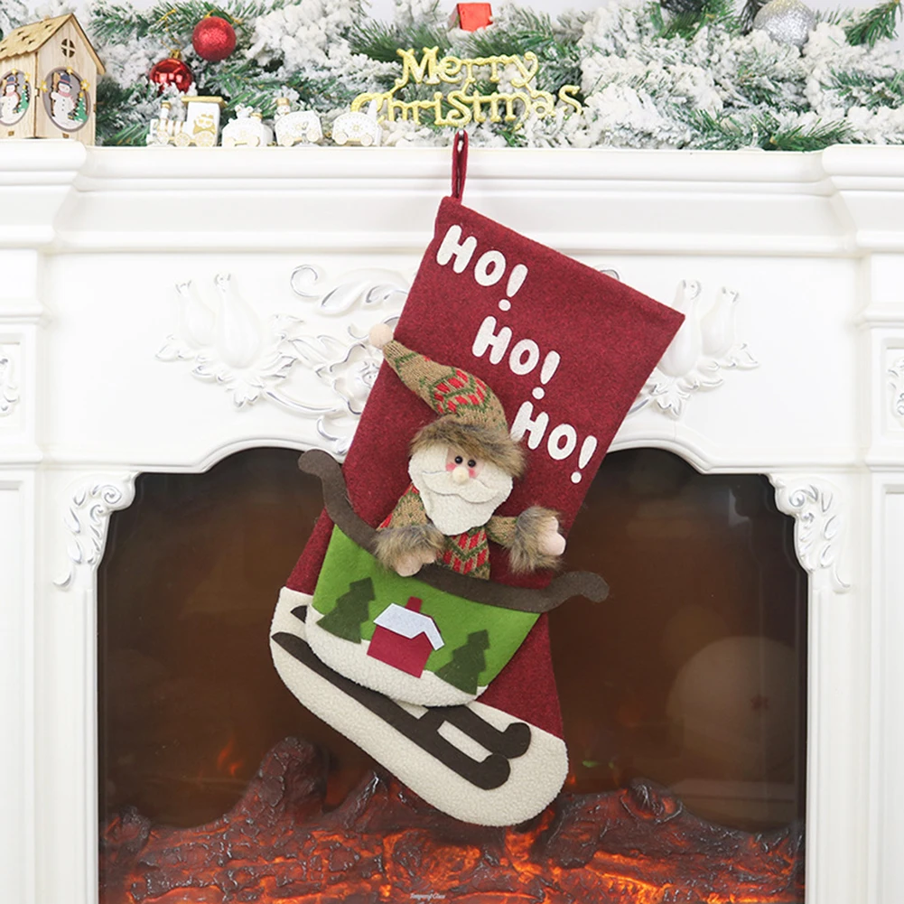 Christmas Stocking Hanging Ornaments Candy Apple Gift Bag Sock For Home Xmas New Year Party Pendant Decoration Supplies S27