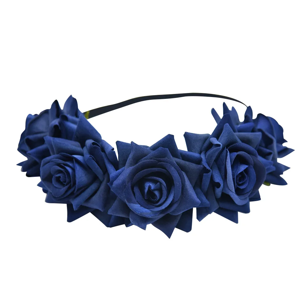 Свадебная команда, аксессуары для невесты, модная женская цветочная головная повязка для волос, повязка на голову для свадебной вечеринки, аксессуары для волос BY65 - Цвет: Синий