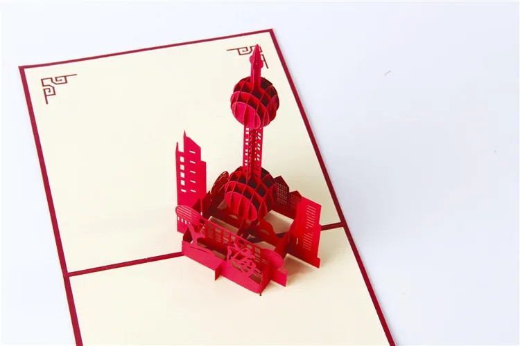 Tourism Scenic Area Cards Stereo Architecture Cards Oriental Pearl Body Cards Architecture Sculpture Hollow out Wholesale Custom