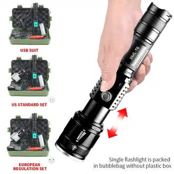 

XML-T6 Powerful SuperBright Durable Zoom Flashlight LED Flashlight Telescopic Torch Hand Light Phone Charger Climbing Hiking