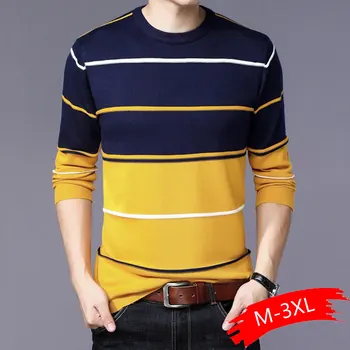 

2020 New Fashion Brand Sweater Mens Pullover Striped Slim Fit Jumpers Knitred Woolen Autumn Korean Style Casual Men Clothes